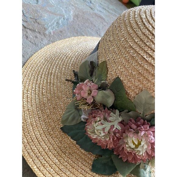 Chapeaux & Co Hat Straw Raffia Floral Garden Beach Wide Brim Sun main image 9